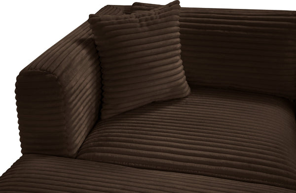 Meridian Furniture Shaggy Four Piece Modular Sectional with Stain Resistant Corduroy Upholstery for Living Rooms 641Brown-Sec4A