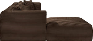 Meridian Furniture Shaggy Four Piece Modular Sectional with Stain Resistant Corduroy Upholstery for Living Rooms 641Brown-Sec4A