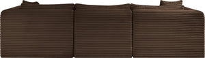 Meridian Furniture Shaggy Four Piece Modular Sectional with Stain Resistant Corduroy Upholstery for Living Rooms 641Brown-Sec4A