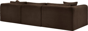 Meridian Furniture Shaggy Four Piece Modular Sectional with Stain Resistant Corduroy Upholstery for Living Rooms 641Brown-Sec4A