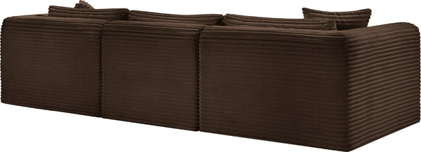 Meridian Furniture Shaggy Four Piece Modular Sectional with Stain Resistant Corduroy Upholstery for Living Rooms 641Brown-Sec4A