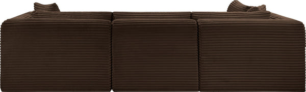 Meridian Furniture Shaggy Four Piece Modular Sectional in Stain Resistant Brown Corduroy for Living Rooms 641Brown-Sec4B