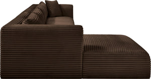 Meridian Furniture Shaggy Four Piece Modular Sectional in Stain Resistant Brown Corduroy Fabric 641Brown-Sec4C