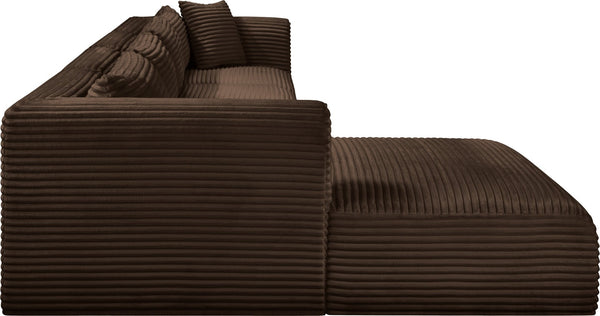 Meridian Furniture Shaggy Four Piece Modular Sectional in Stain Resistant Brown Corduroy Fabric 641Brown-Sec4C
