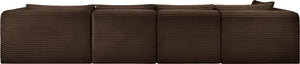 Meridian Furniture Shaggy Four Piece Modular Sectional in Stain Resistant Brown Corduroy Fabric 641Brown-Sec4C