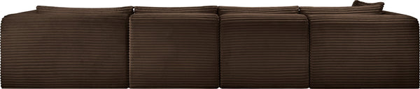 Meridian Furniture Shaggy Four Piece Modular Sectional in Stain Resistant Brown Corduroy Fabric 641Brown-Sec4C