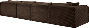 Meridian Furniture Shaggy Four Piece Modular Sectional in Stain Resistant Brown Corduroy Fabric 641Brown-Sec4C