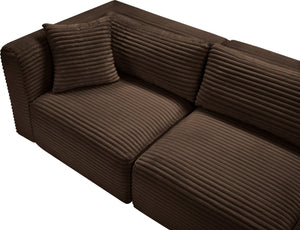 Meridian Furniture Shaggy Four Piece Modular Sectional in Stain Resistant Brown Corduroy Fabric 641Brown-Sec4C