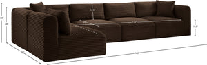 Meridian Furniture Shaggy Five Piece Modular Sectional in Stain Resistant Corduroy for Large Living Rooms 641Brown-Sec5B