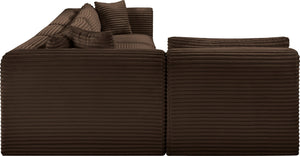 Meridian Furniture Shaggy Five Piece Modular Sectional in Stain Resistant Corduroy for Large Living Rooms 641Brown-Sec5B