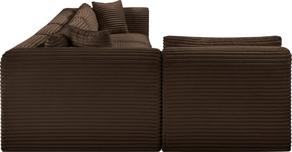 Meridian Furniture Shaggy Five Piece Modular Sectional in Stain Resistant Corduroy for Large Living Rooms 641Brown-Sec5B