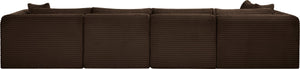 Meridian Furniture Shaggy Five Piece Modular Sectional in Stain Resistant Corduroy for Large Living Rooms 641Brown-Sec5B
