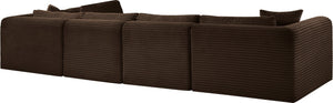 Meridian Furniture Shaggy Five Piece Modular Sectional in Stain Resistant Corduroy for Large Living Rooms 641Brown-Sec5B