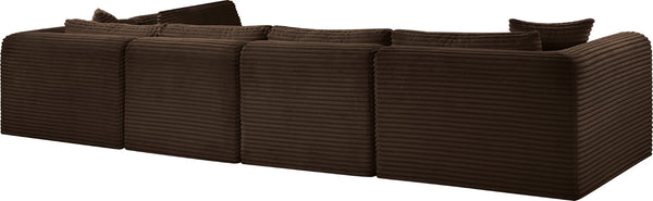 Meridian Furniture Shaggy Five Piece Modular Sectional in Stain Resistant Corduroy for Large Living Rooms 641Brown-Sec5B