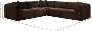 Meridian Furniture Shaggy Corduroy Five Piece Modular Sectional with Plush Foam and Performance Fabric 641Brown-Sec5C