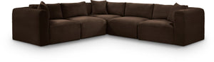 Meridian Furniture Shaggy Corduroy Five Piece Modular Sectional with Plush Foam and Performance Fabric 641Brown-Sec5C