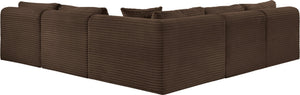Meridian Furniture Shaggy Five Piece Modular Sectional Wide Wale Corduroy Plush Living Room Sofa 641Brown-Sec5D