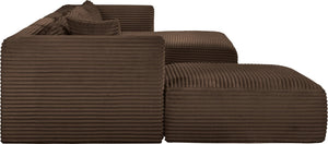 Meridian Furniture Shaggy Five Piece Modular Sectional Brown Corduroy Plush Performance Fabric Living Room 641Brown-Sec5E