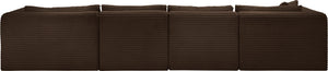 Meridian Furniture Shaggy Five Piece Modular Sectional Brown Corduroy Plush Performance Fabric Living Room 641Brown-Sec5E
