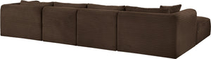 Meridian Furniture Shaggy Five Piece Modular Sectional Brown Corduroy Plush Performance Fabric Living Room 641Brown-Sec5E