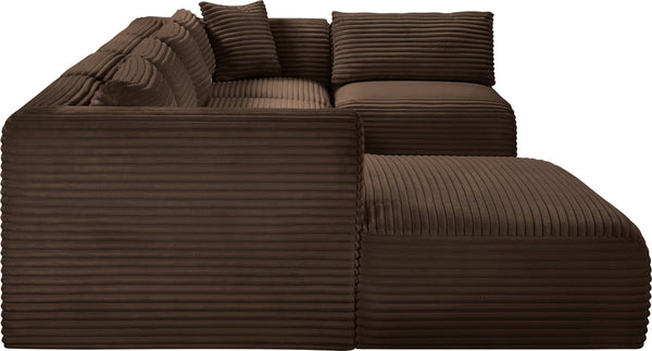 Meridian Furniture Shaggy Brown Corduroy Modular Sectional Five Piece Performance Fabric Living Room Sofa 641Brown-Sec5F