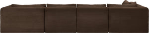 Meridian Furniture Shaggy Brown Corduroy Modular Sectional Five Piece Performance Fabric Living Room Sofa 641Brown-Sec5F