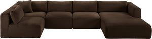 Meridian Furniture Shaggy Brown Corduroy Modular Sectional Five Piece Performance Fabric Living Room Sofa 641Brown-Sec5F