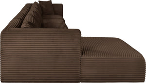 Meridian Furniture Shaggy Five Piece Modular Sectional Corduroy Performance Fabric Cozy Living Room Sofa 641Brown-Sec5G