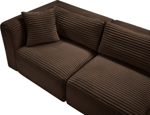 Meridian Furniture Shaggy Five Piece Modular Sectional Corduroy Performance Fabric Cozy Living Room Sofa 641Brown-Sec5G