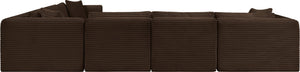 Meridian Furniture Shaggy Corduroy Modular Sectional Wide Wale Fabric Plush Six Piece Living Room Sofa 641Brown-Sec6A