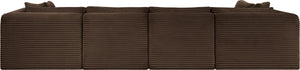 Meridian Furniture Shaggy Six Piece Modular Sectional Corduroy Upholstered Plush Living Room Sofa Set 641Brown-Sec6B