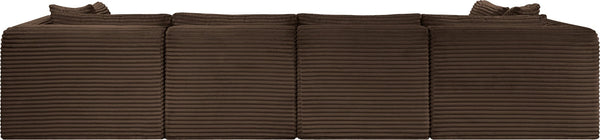 Meridian Furniture Shaggy Six Piece Modular Sectional Corduroy Upholstered Plush Living Room Sofa Set 641Brown-Sec6B