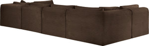 Meridian Furniture Shaggy Six Piece Modular Sectional Corduroy Upholstered Plush Living Room Sofa Set 641Brown-Sec6B