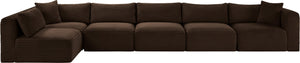 Meridian Furniture Shaggy Six Piece Modular Sectional Corduroy Performance Fabric for Large Living Rooms 641Brown-Sec6C