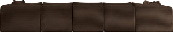Meridian Furniture Shaggy Six Piece Modular Sectional Corduroy Performance Fabric for Large Living Rooms 641Brown-Sec6C