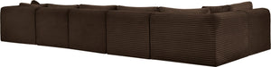 Meridian Furniture Shaggy Six Piece Modular Sectional Corduroy Performance Fabric for Large Living Rooms 641Brown-Sec6C