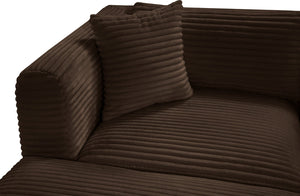 Meridian Furniture Shaggy Six Piece Modular Sectional Plush Corduroy Performance Fabric Cozy Living Room Sofa 641Brown-Sec6D
