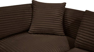 Meridian Furniture Shaggy Six Piece Modular Sectional Plush Corduroy Performance Fabric Cozy Living Room Sofa 641Brown-Sec6D