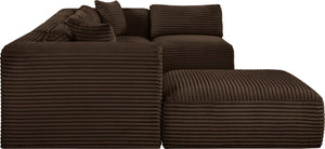 Meridian Furniture Shaggy Six Piece Modular Sectional Plush Corduroy Performance Fabric Cozy Living Room Sofa 641Brown-Sec6D