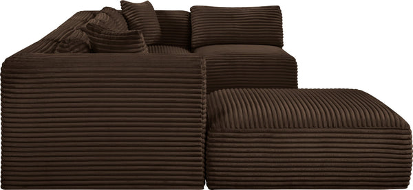 Meridian Furniture Shaggy Six Piece Modular Sectional Plush Corduroy Performance Fabric Cozy Living Room Sofa 641Brown-Sec6D