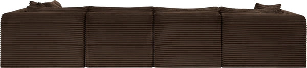 Meridian Furniture Shaggy Six Piece Modular Sectional Plush Corduroy Performance Fabric Cozy Living Room Sofa 641Brown-Sec6D