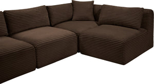 Meridian Furniture Shaggy Six Piece Modular Sectional Plush Corduroy Performance Fabric Cozy Living Room Sofa 641Brown-Sec6D