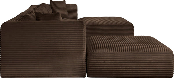 Meridian Furniture Shaggy Six Piece Modular Sectional Plush Corduroy Performance Fabric Cozy Living Room 641Brown-Sec6E