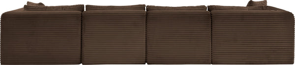 Meridian Furniture Shaggy Six Piece Modular Sectional Plush Corduroy Performance Fabric Cozy Living Room 641Brown-Sec6E