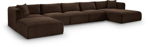 Meridian Furniture Shaggy Six Piece Modular Sectional in Stain Resistant Brown Corduroy for Living Rooms 641Brown-Sec6F