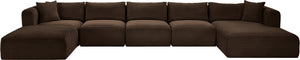 Meridian Furniture Shaggy Six Piece Modular Sectional in Stain Resistant Brown Corduroy for Living Rooms 641Brown-Sec6F