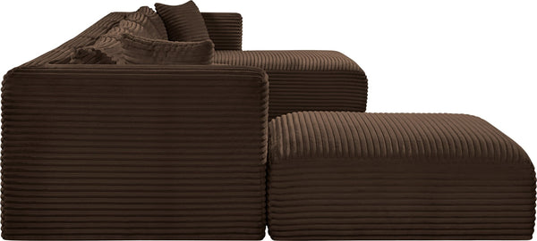 Meridian Furniture Shaggy Six Piece Modular Sectional in Stain Resistant Brown Corduroy for Living Rooms 641Brown-Sec6F