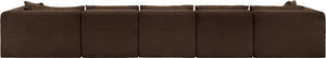 Meridian Furniture Shaggy Six Piece Modular Sectional in Stain Resistant Brown Corduroy for Living Rooms 641Brown-Sec6F