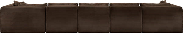 Meridian Furniture Shaggy Six Piece Modular Sectional in Stain Resistant Brown Corduroy for Living Rooms 641Brown-Sec6F