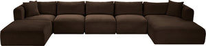 Meridian Furniture Shaggy Six Piece Modular Sectional in Stain Resistant Brown Corduroy for Living Rooms 641Brown-Sec6F
